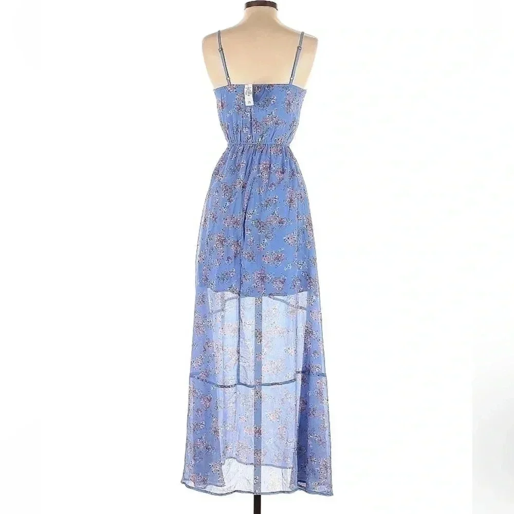 Abercrombie & Fitch | Blue Floral Sheer Bottom Half Maxi Dress Size XS NWT